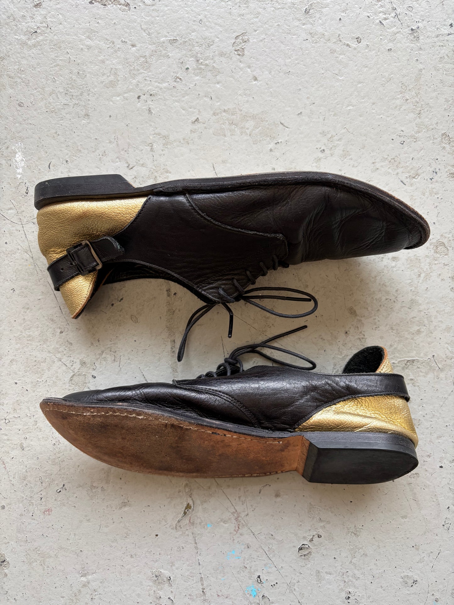 Yohji Yamamoto Black & Gold Lace Up Derby (9)