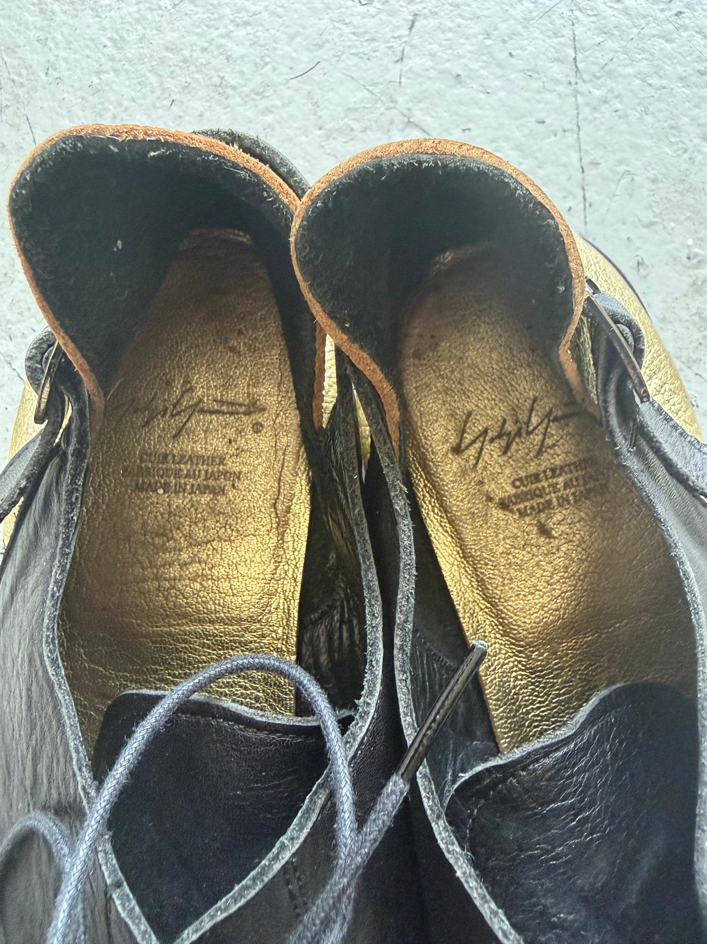 Yohji Yamamoto Black & Gold Lace Up Derby (9)