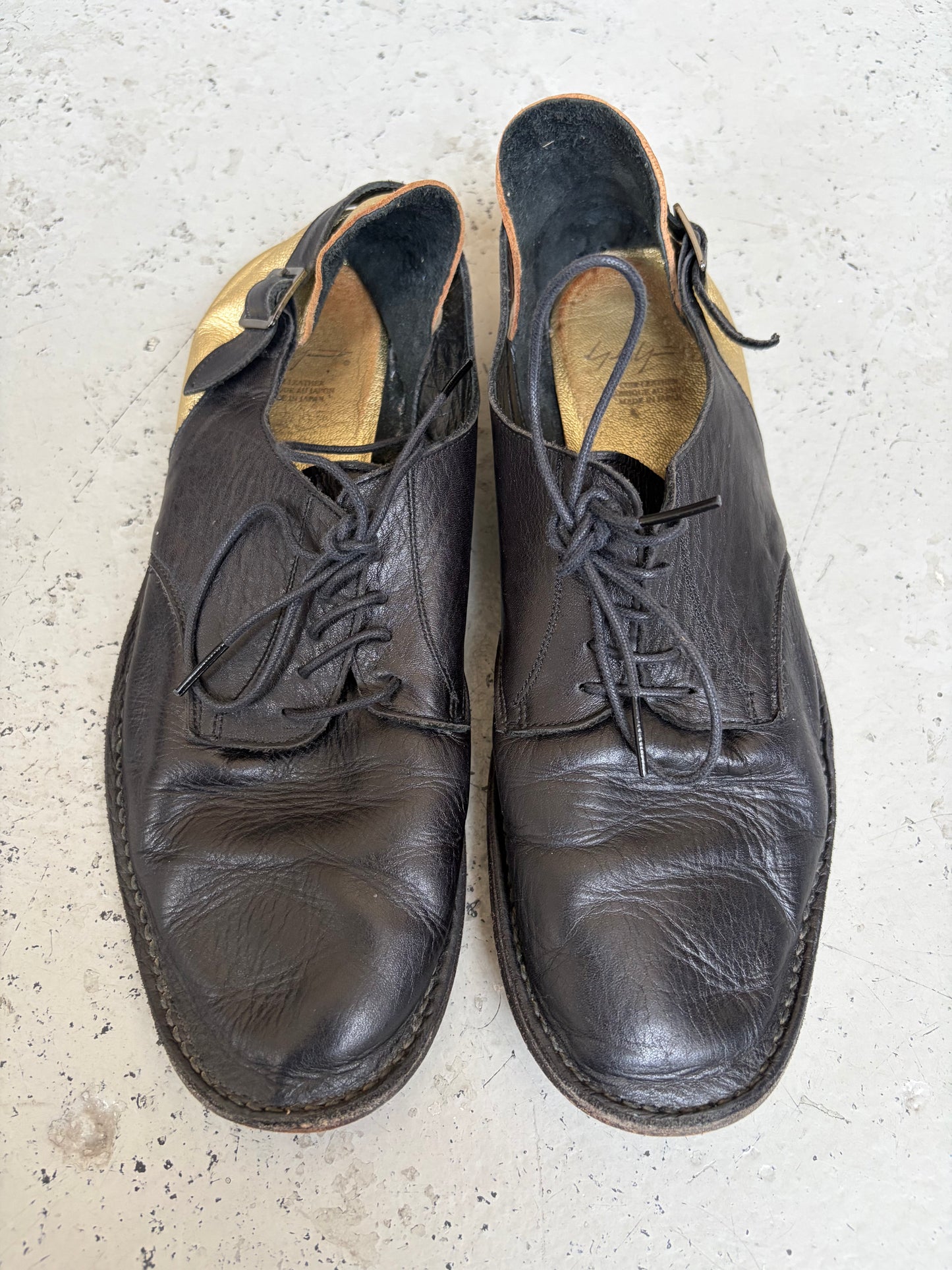 Yohji Yamamoto Black & Gold Lace Up Derby (9)