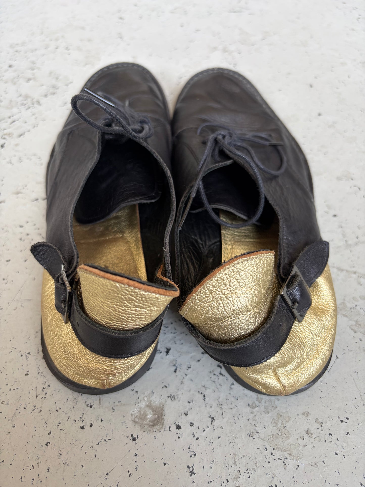 Yohji Yamamoto Black & Gold Lace Up Derby (9)
