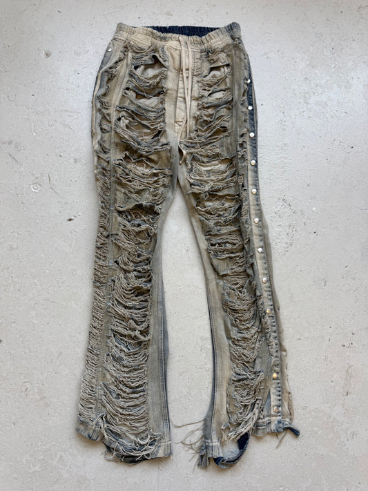 Rick Owens DRKSHDW "Slashed" Denim Mineral Pusher Pants (L)
