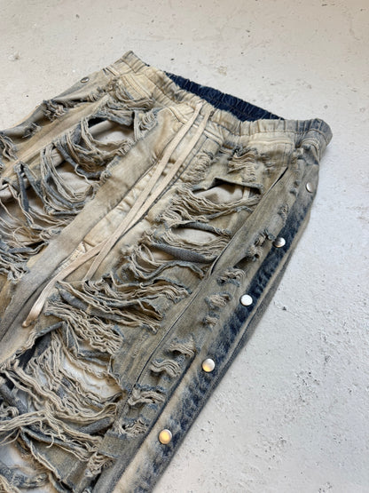 Rick Owens DRKSHDW "Slashed" Denim Mineral Pusher Pants (L)