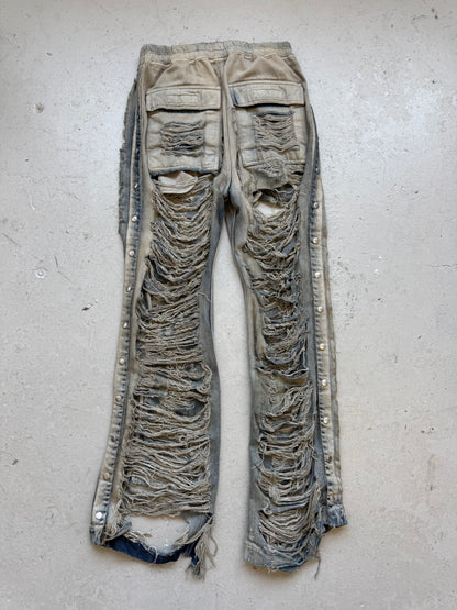 Rick Owens DRKSHDW "Slashed" Denim Mineral Pusher Pants (L)
