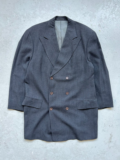 Vintage Dark Grey Brown Button Blazer (XL)