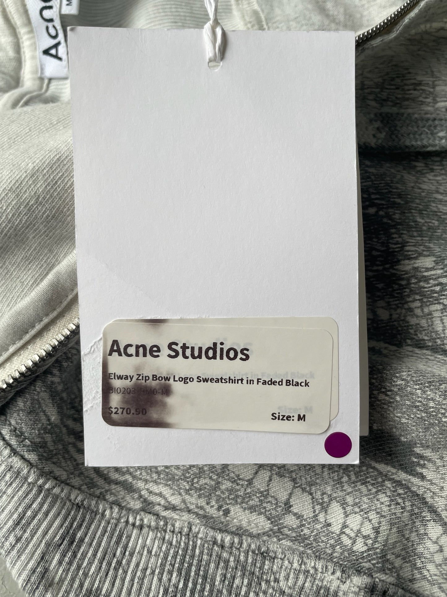 Acne Studios Elway Zip Bow Logo Sweatshirt (M)