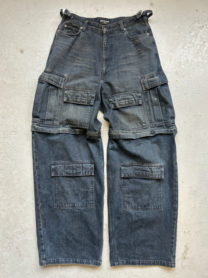 Balenciaga Japanese Cargo Denim Convertible Bottoms (32)