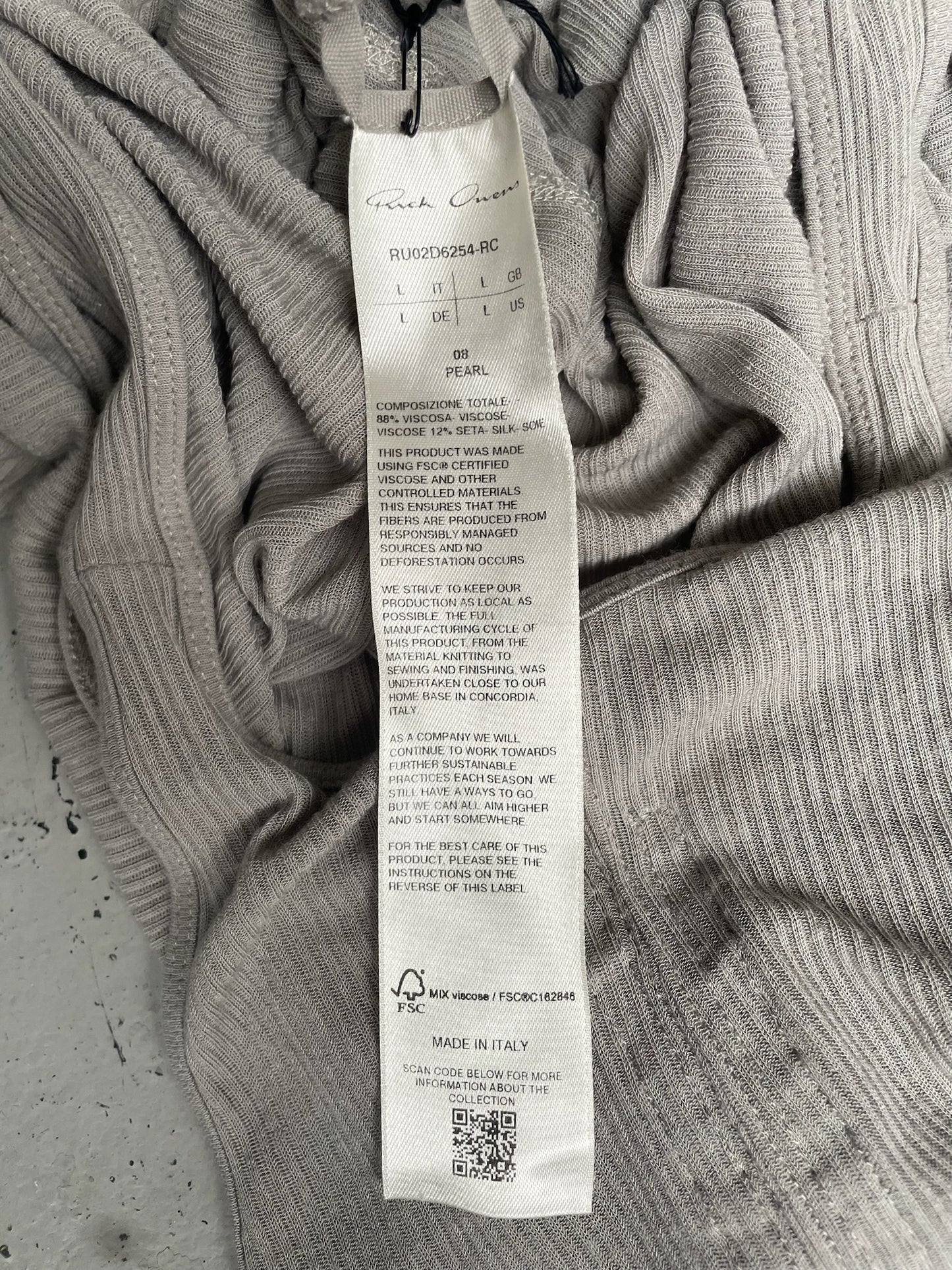 Rick Owens FW24 Porterville Pearl Ziggy Banana Tank (L)