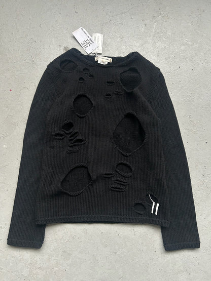 Comme Des Garcons 2017 Black Distressed Knit Sweater (M)