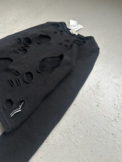 Comme Des Garcons 2017 Black Distressed Knit Sweater (M)