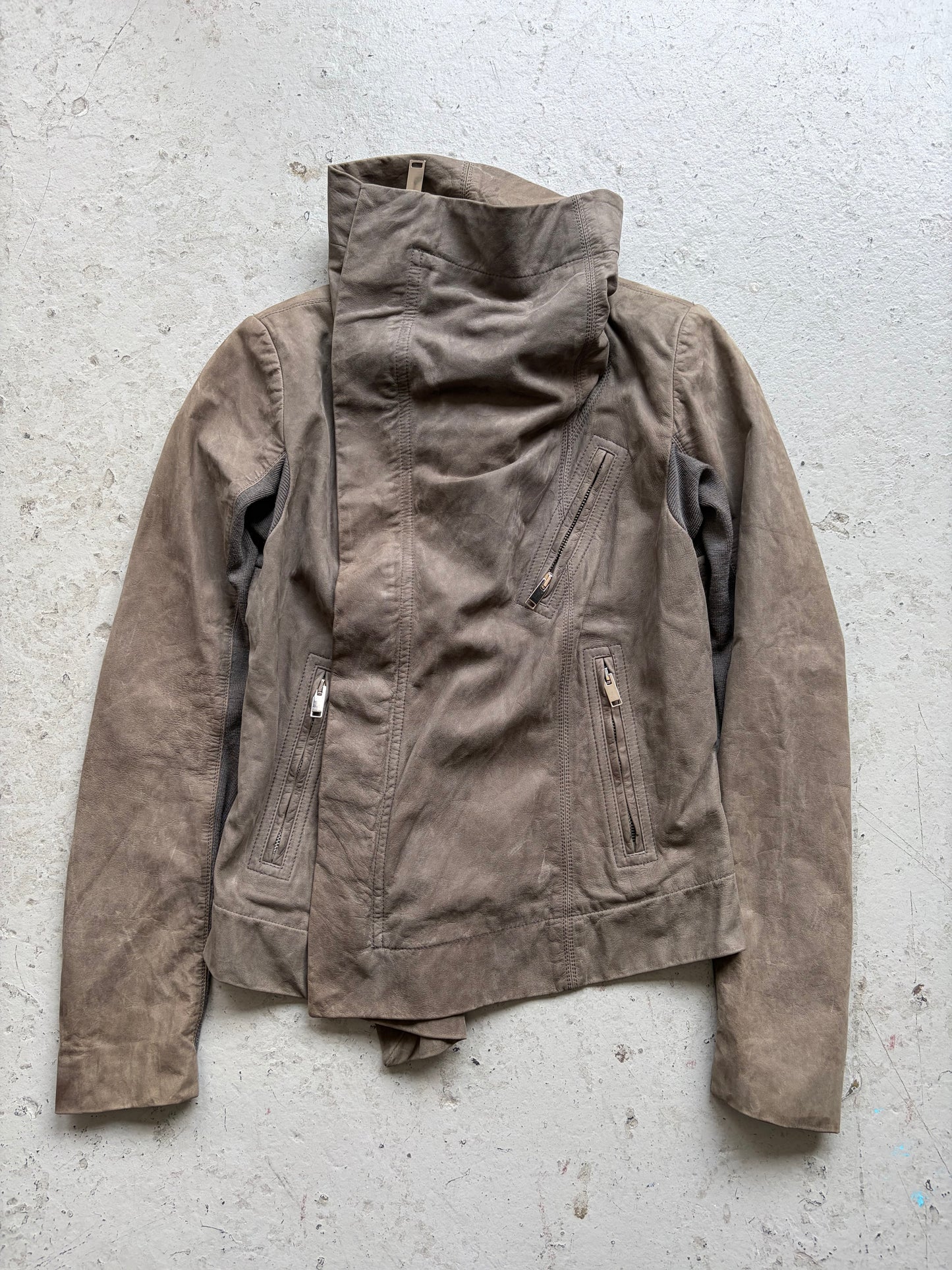 Rick Owens Dark Dust Washed Calf Leather Jacket (42)