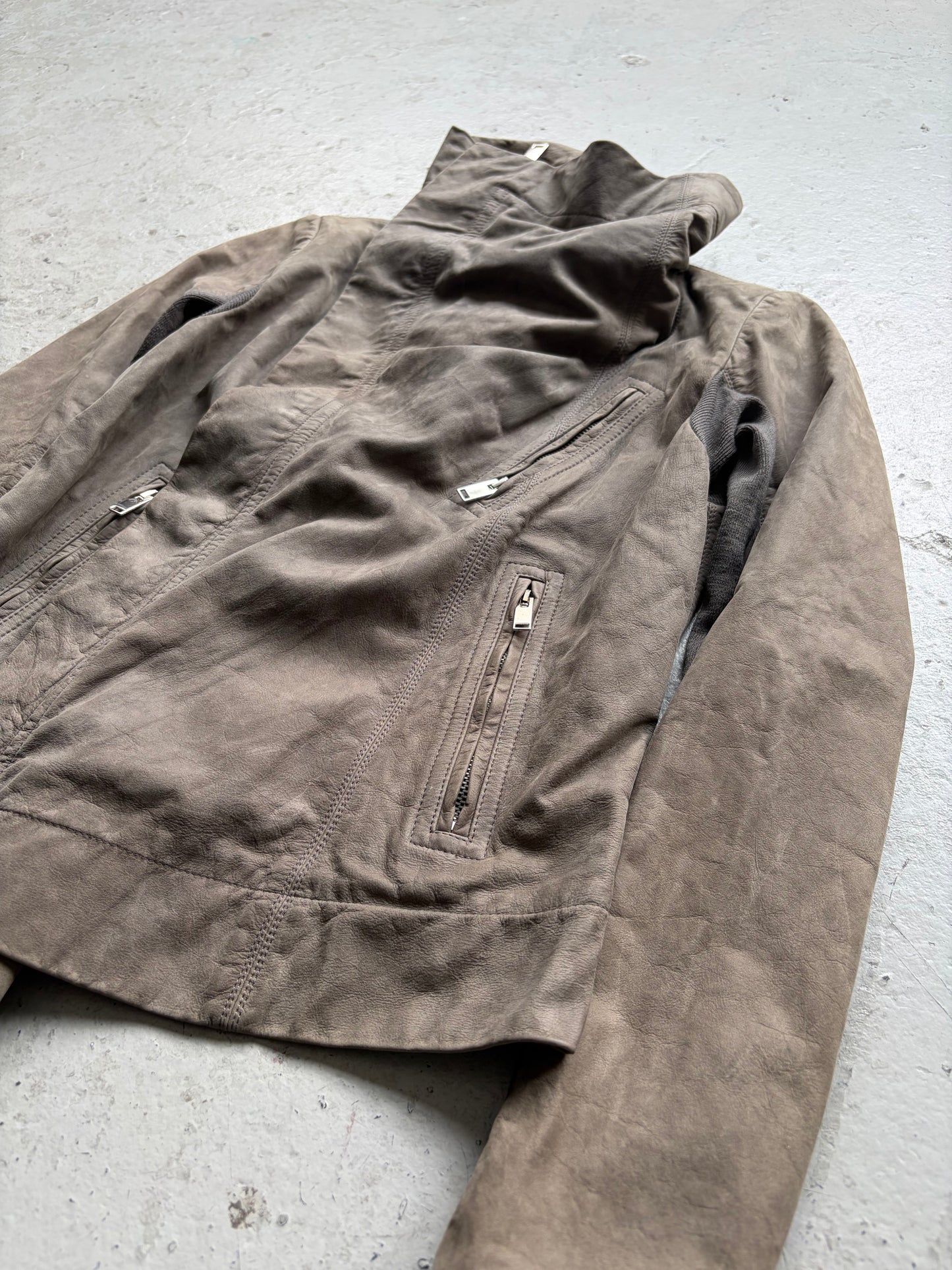 Rick Owens Dark Dust Washed Calf Leather Jacket (42)