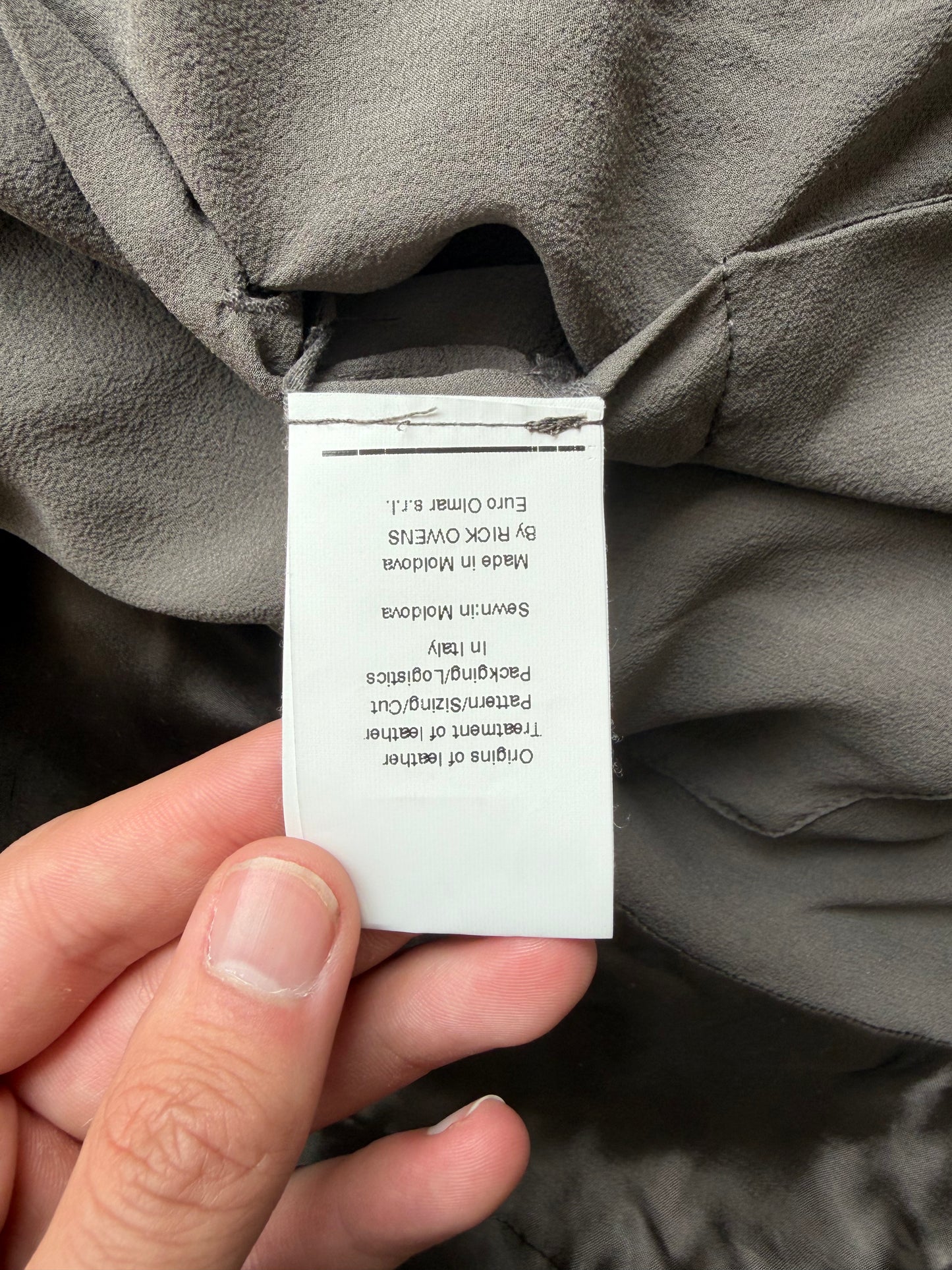 Rick Owens Dark Dust Washed Calf Leather Jacket (42)