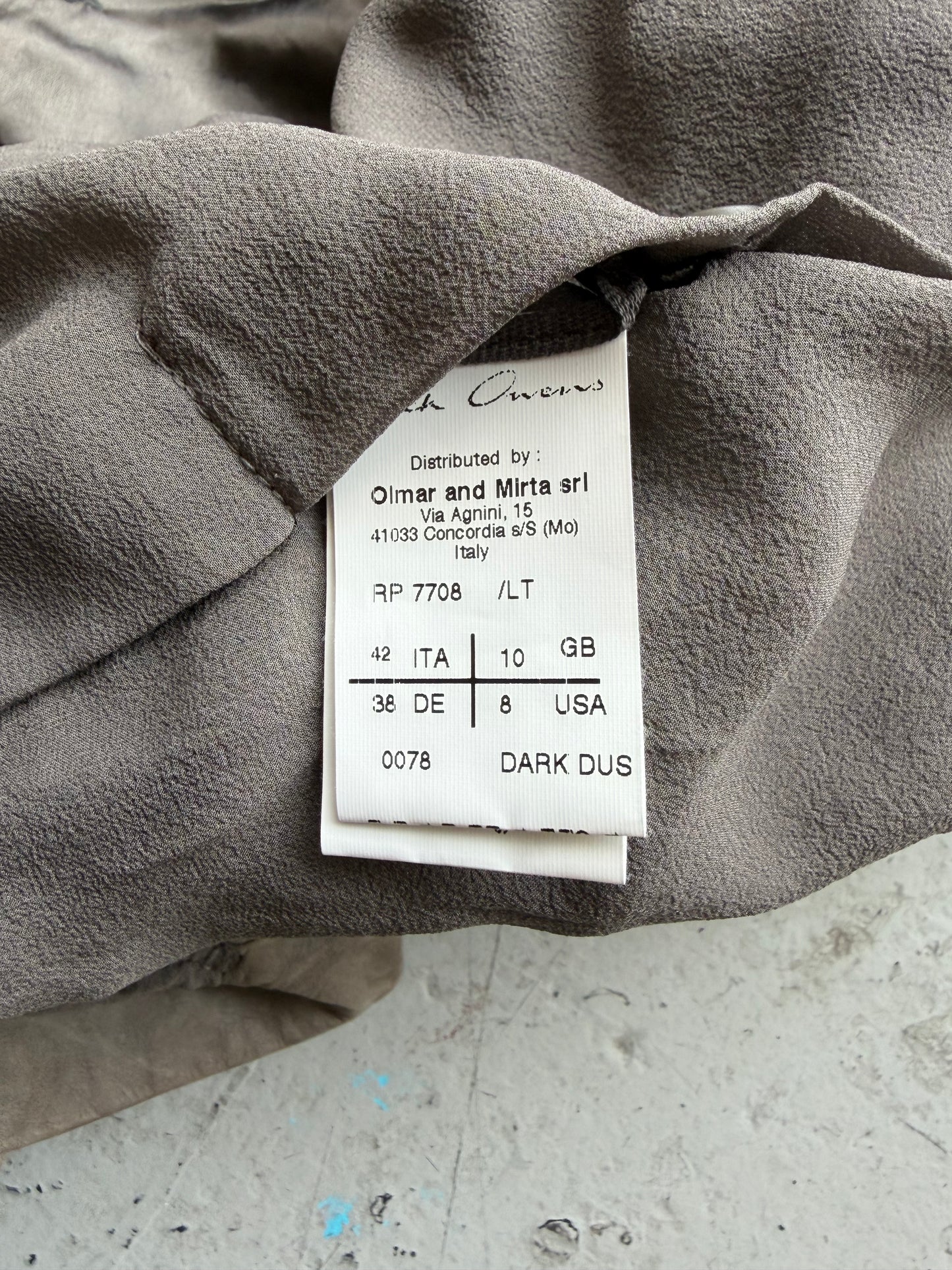 Rick Owens Dark Dust Washed Calf Leather Jacket (42)