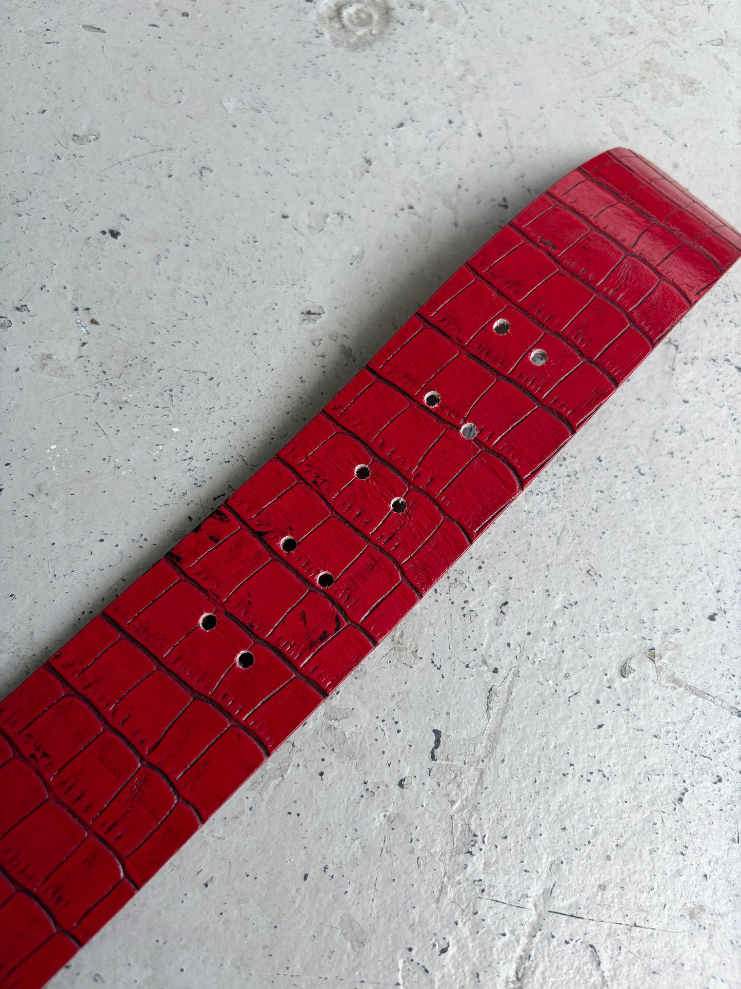 Just Cavalli Red Alligator Embossed Belt (OS)