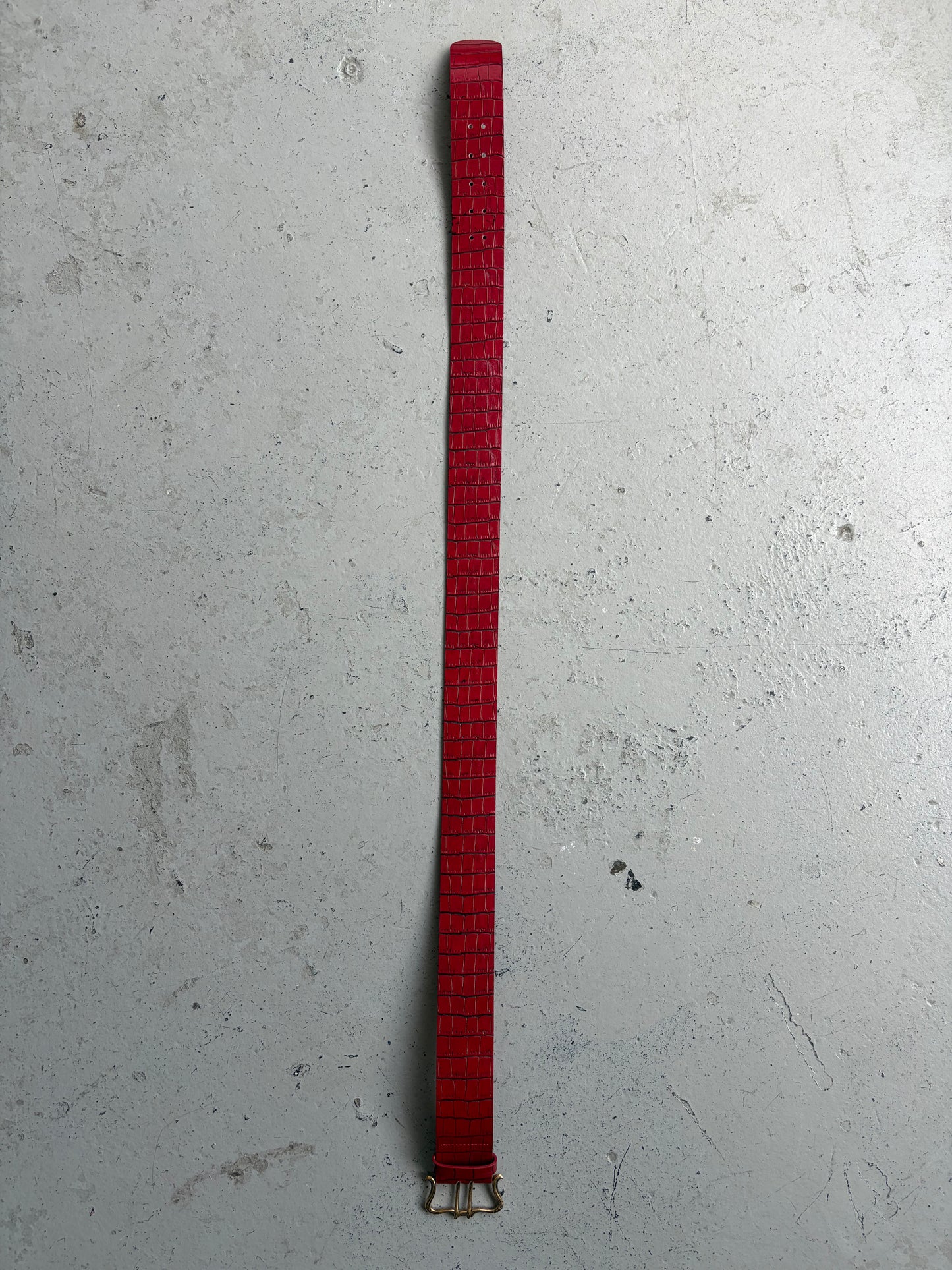Just Cavalli Red Alligator Embossed Belt (OS)