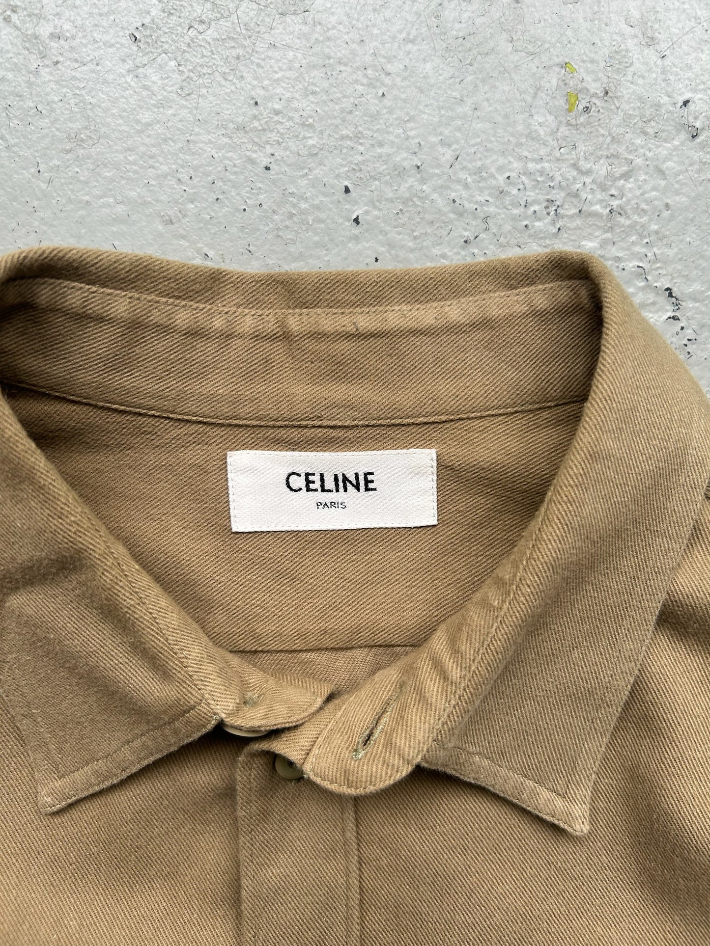 Celine SS20 Hedi Slimane Tan Military Shirt (41)