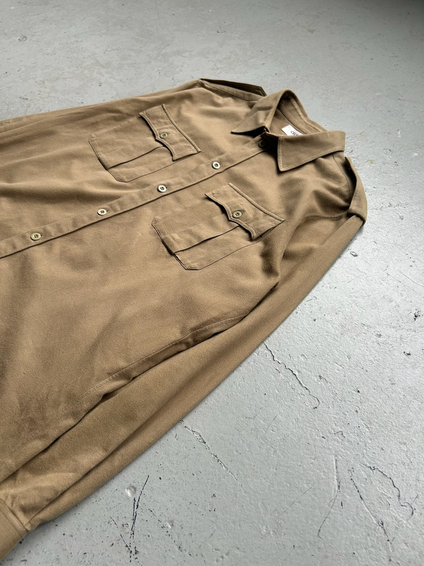 Celine SS20 Hedi Slimane Tan Military Shirt (41)