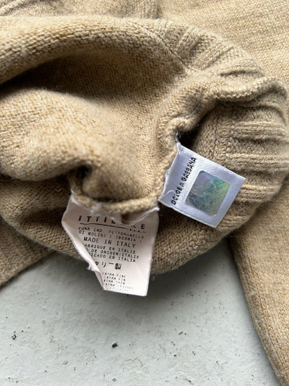 Dolce & Gabbana Tan Lana Merino Wool Zip Up (M)