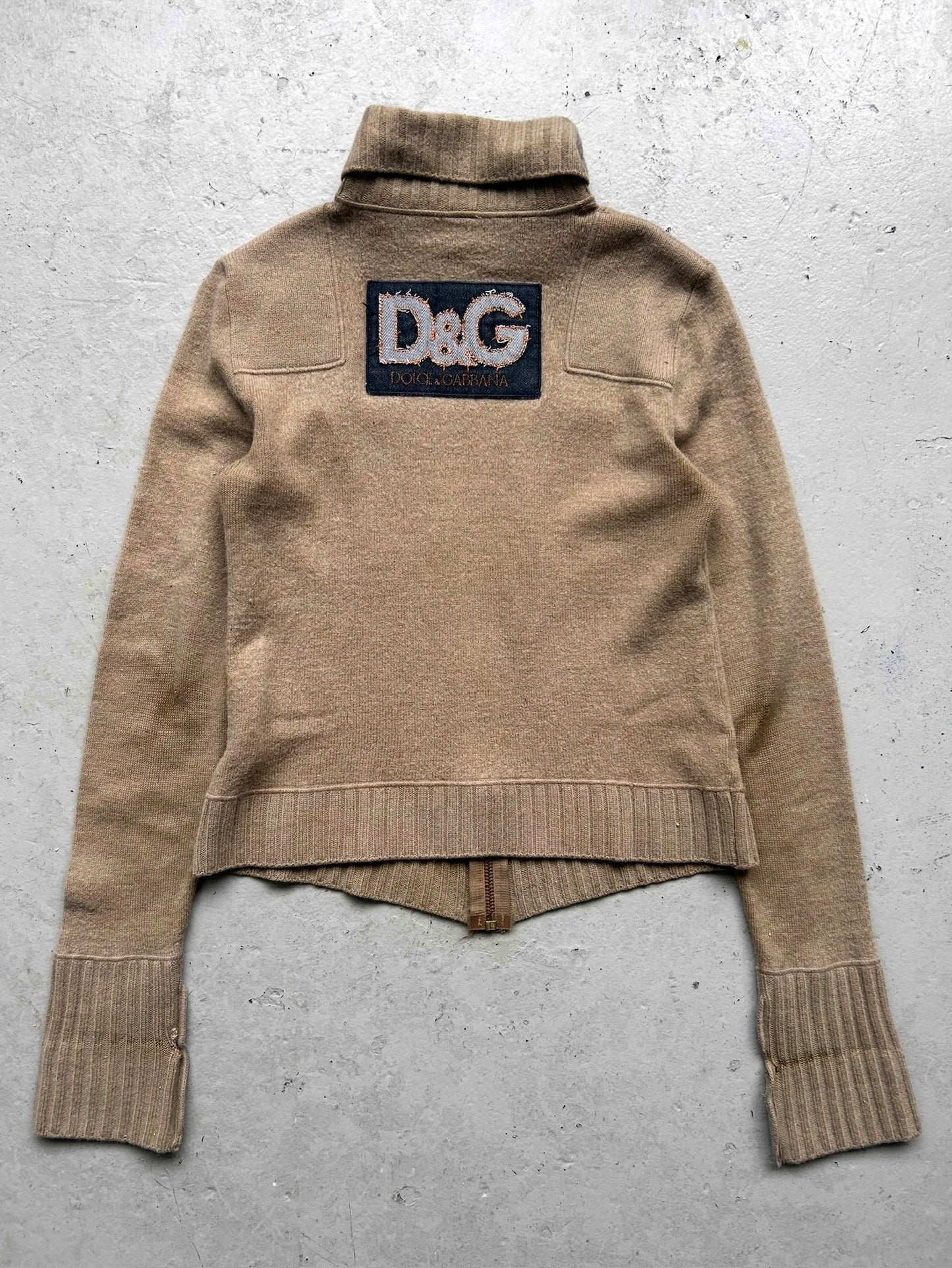 Dolce & Gabbana Tan Lana Merino Wool Zip Up (M)