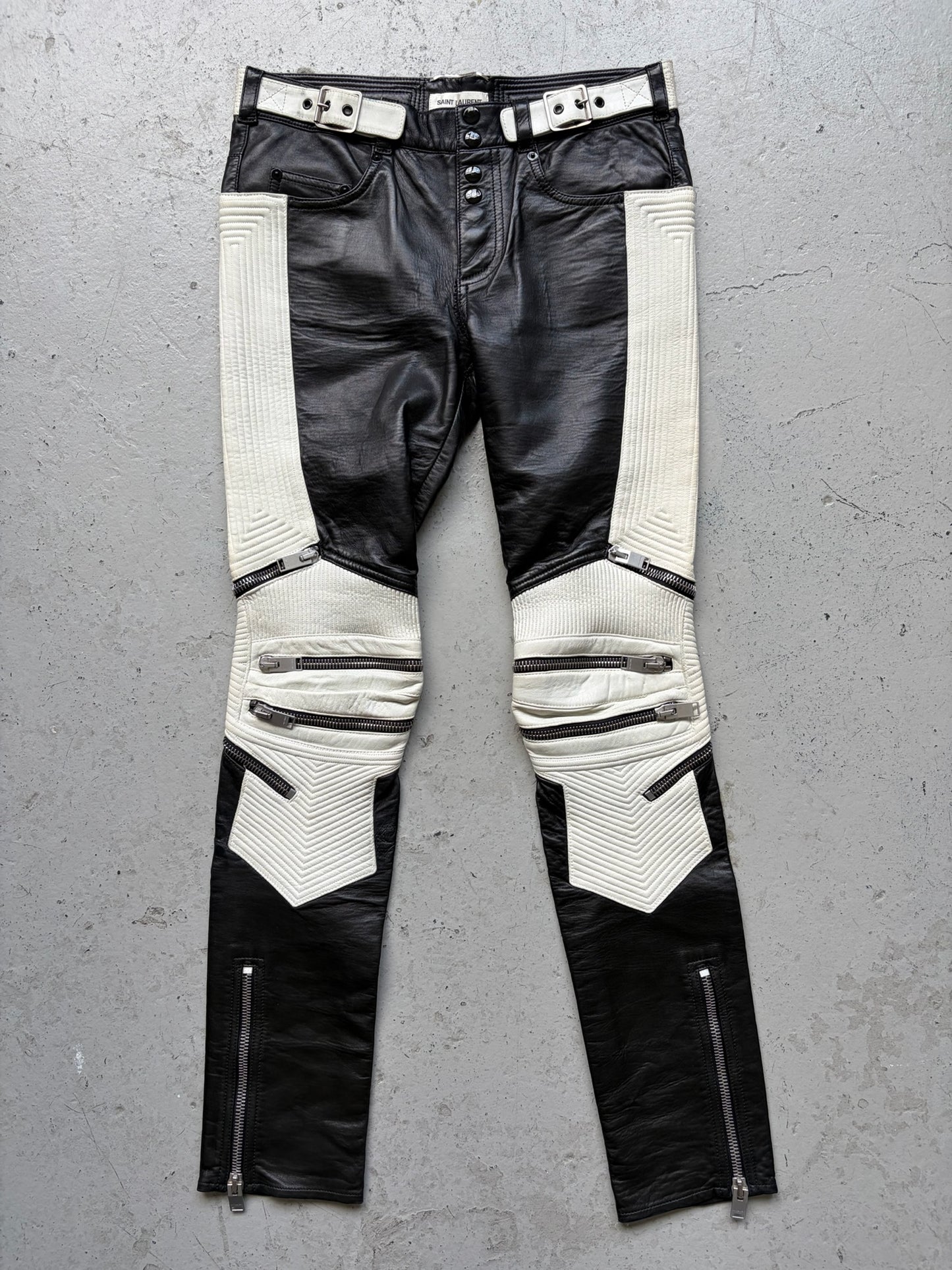 Saint Laurent Paris FW13 Moto Leather Biker Pants (46)