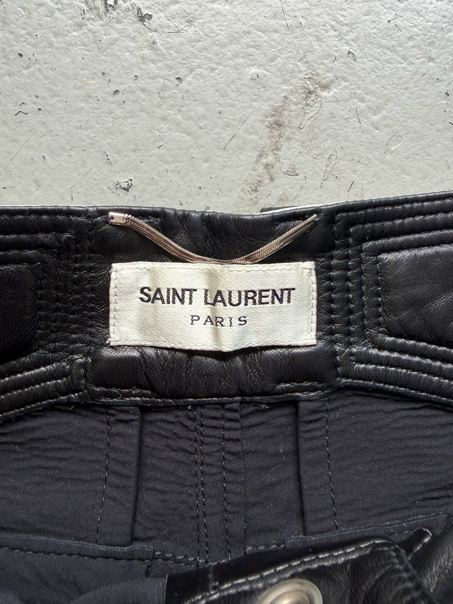 Saint Laurent Paris FW13 Moto Leather Biker Pants (46)