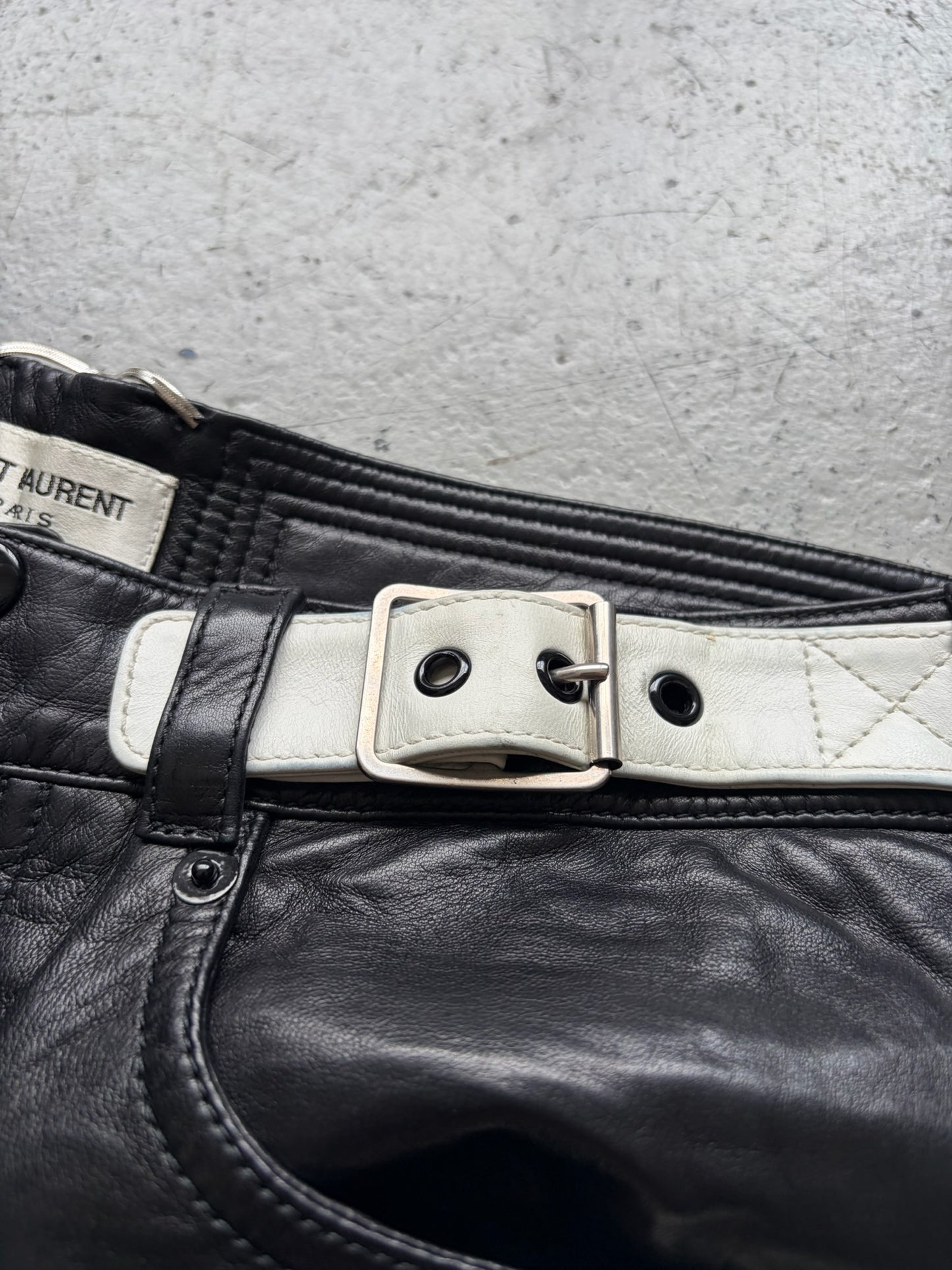 Saint Laurent Paris FW13 Moto Leather Biker Pants (46)
