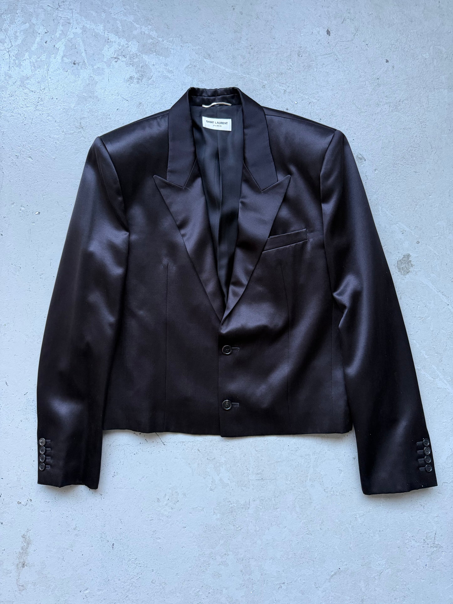 Saint Laurent Paris Satin Lappele Blazer (52)