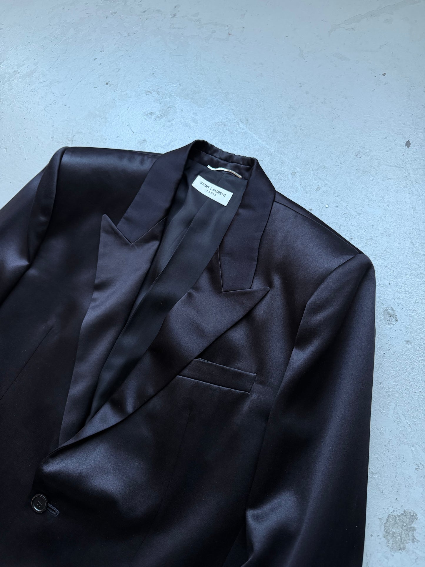 Saint Laurent Paris Satin Lappele Blazer (52)