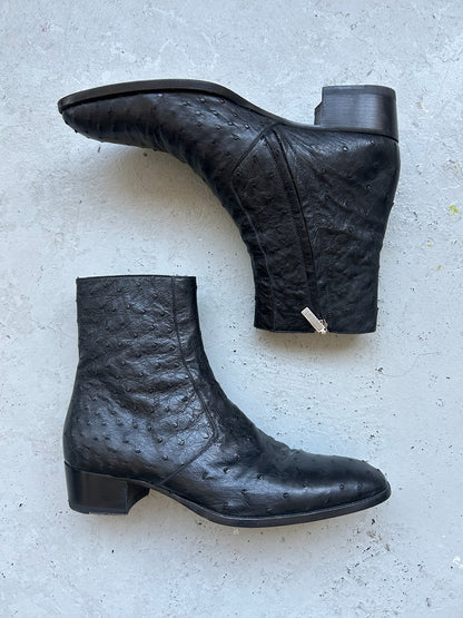 Saint Laurent Ostrich Leather Wyatt Boots (44)