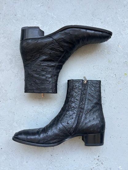 Saint Laurent Ostrich Leather Wyatt Boots (44)