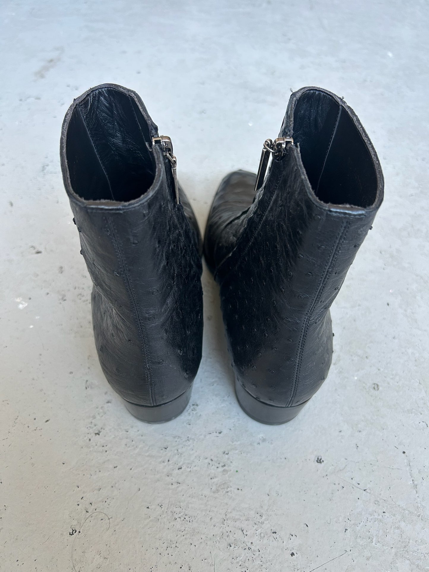 Saint Laurent Ostrich Leather Wyatt Boots (44)