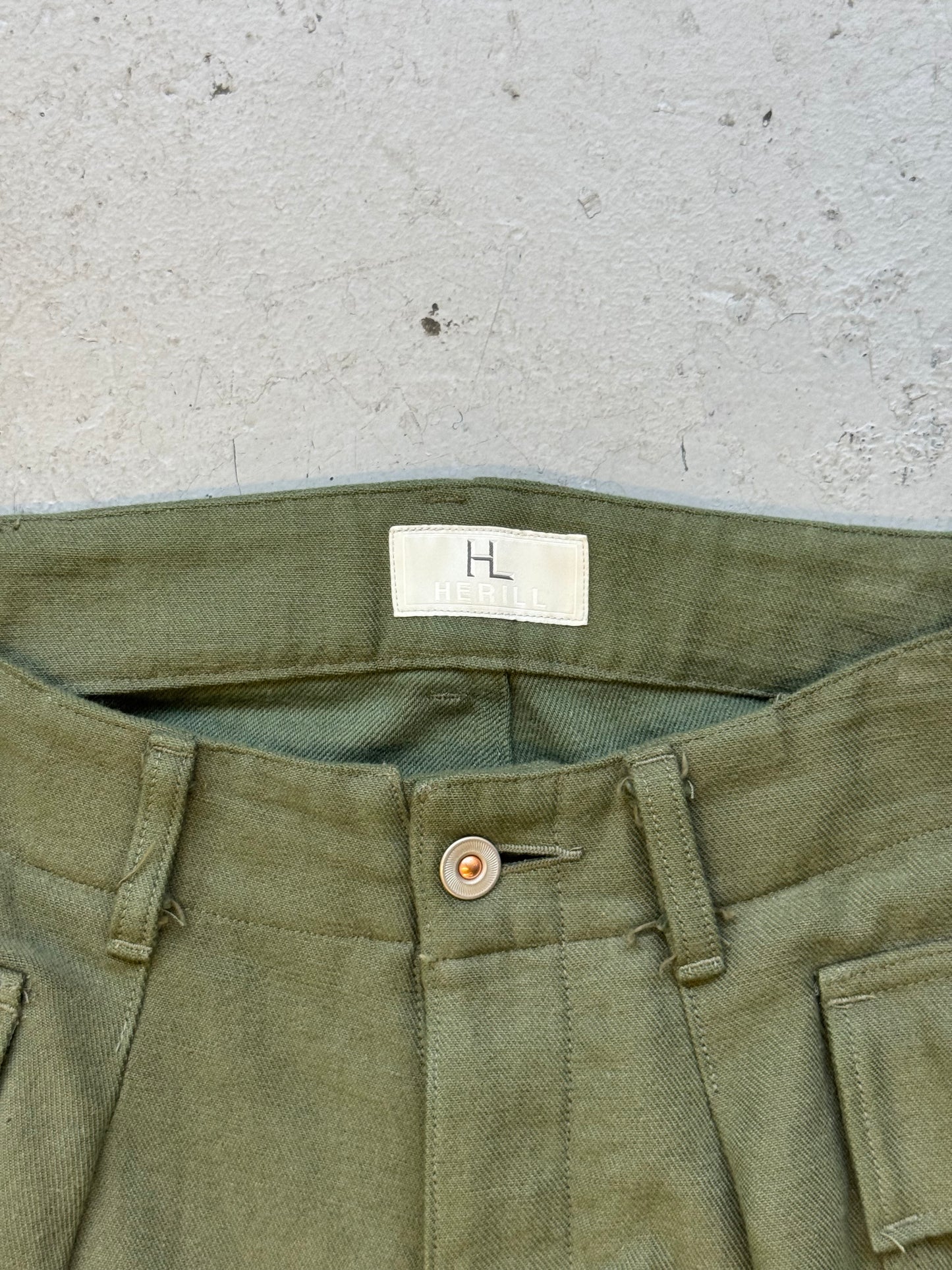 Herill Japanese Cotton Olive Cargo Pants (3)