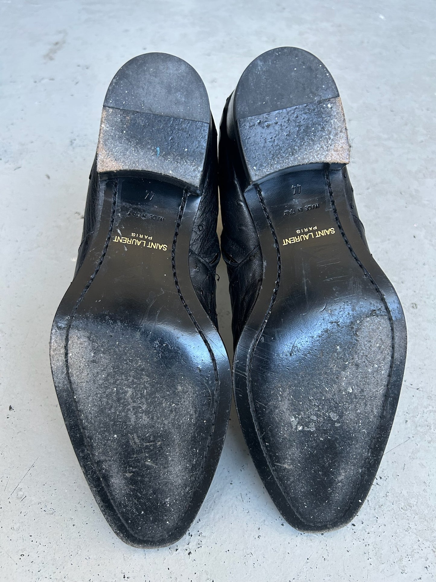 Saint Laurent Ostrich Leather Wyatt Boots (44)