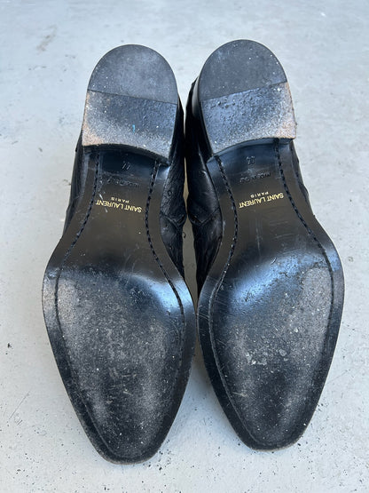 Saint Laurent Ostrich Leather Wyatt Boots (44)