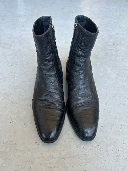 Saint Laurent Ostrich Leather Wyatt Boots (44)