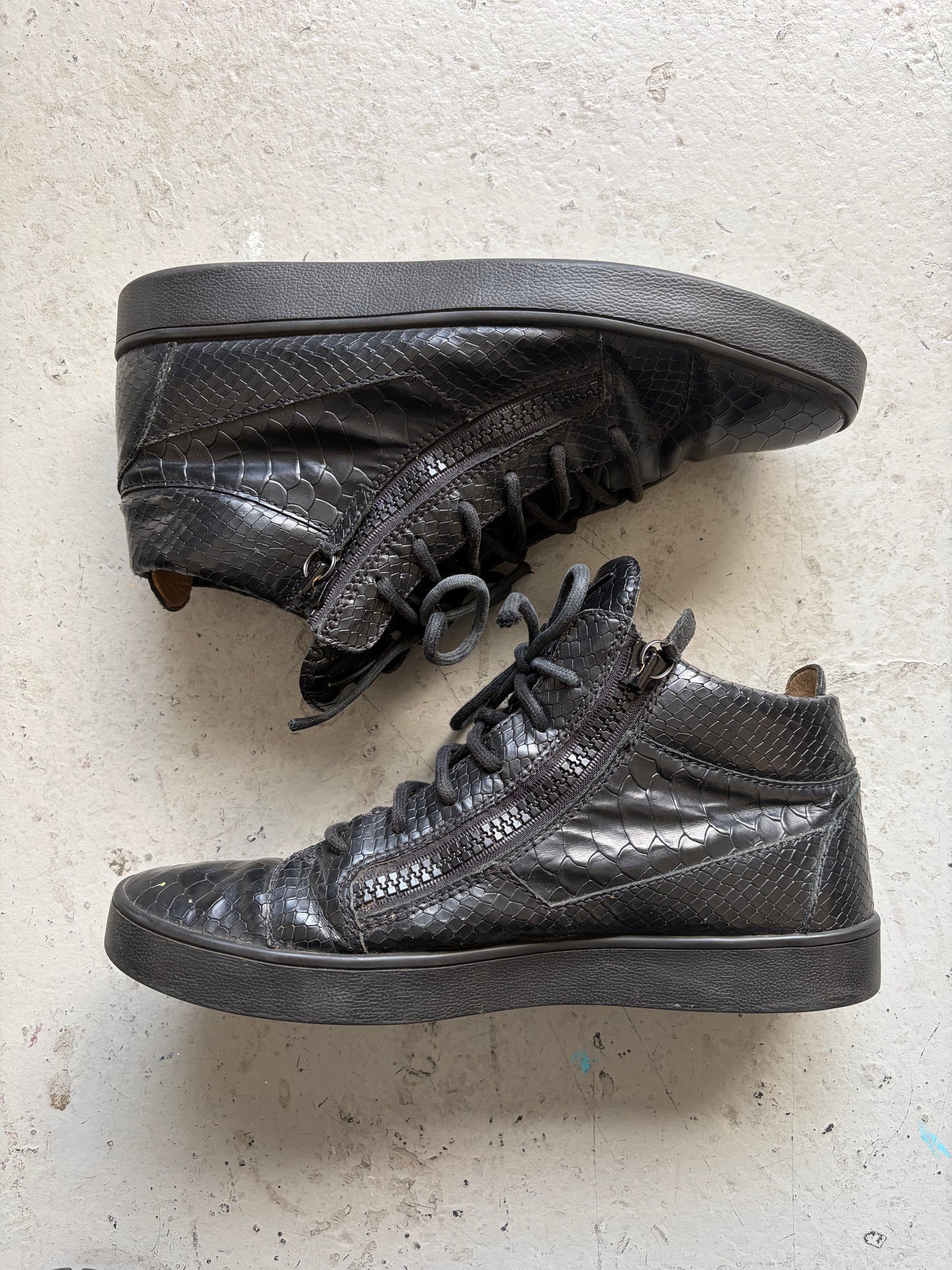 Giuseppe Black Snake Skin Sneakers (42)