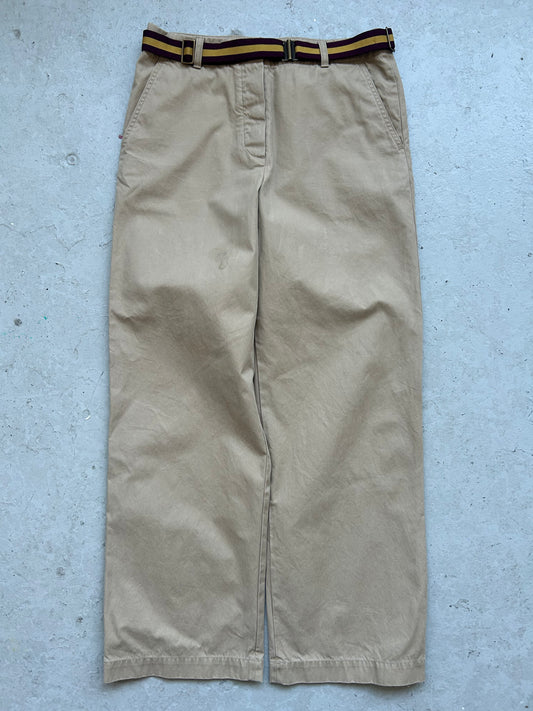 Dries Van Noten Belted Khaki Trousers (40)