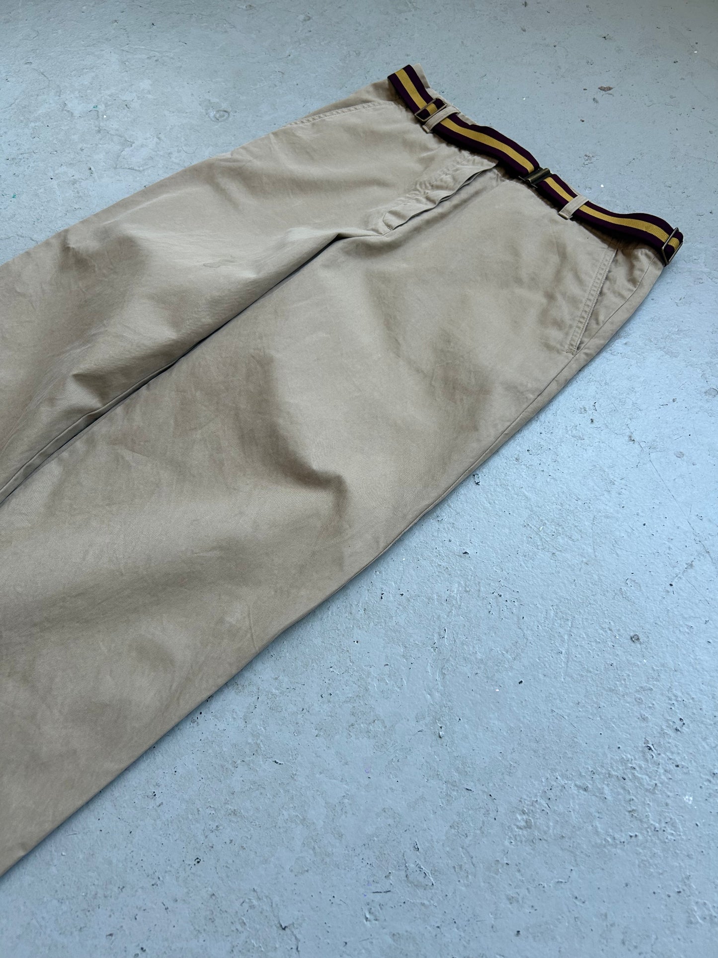 Dries Van Noten Belted Khaki Trousers (40)