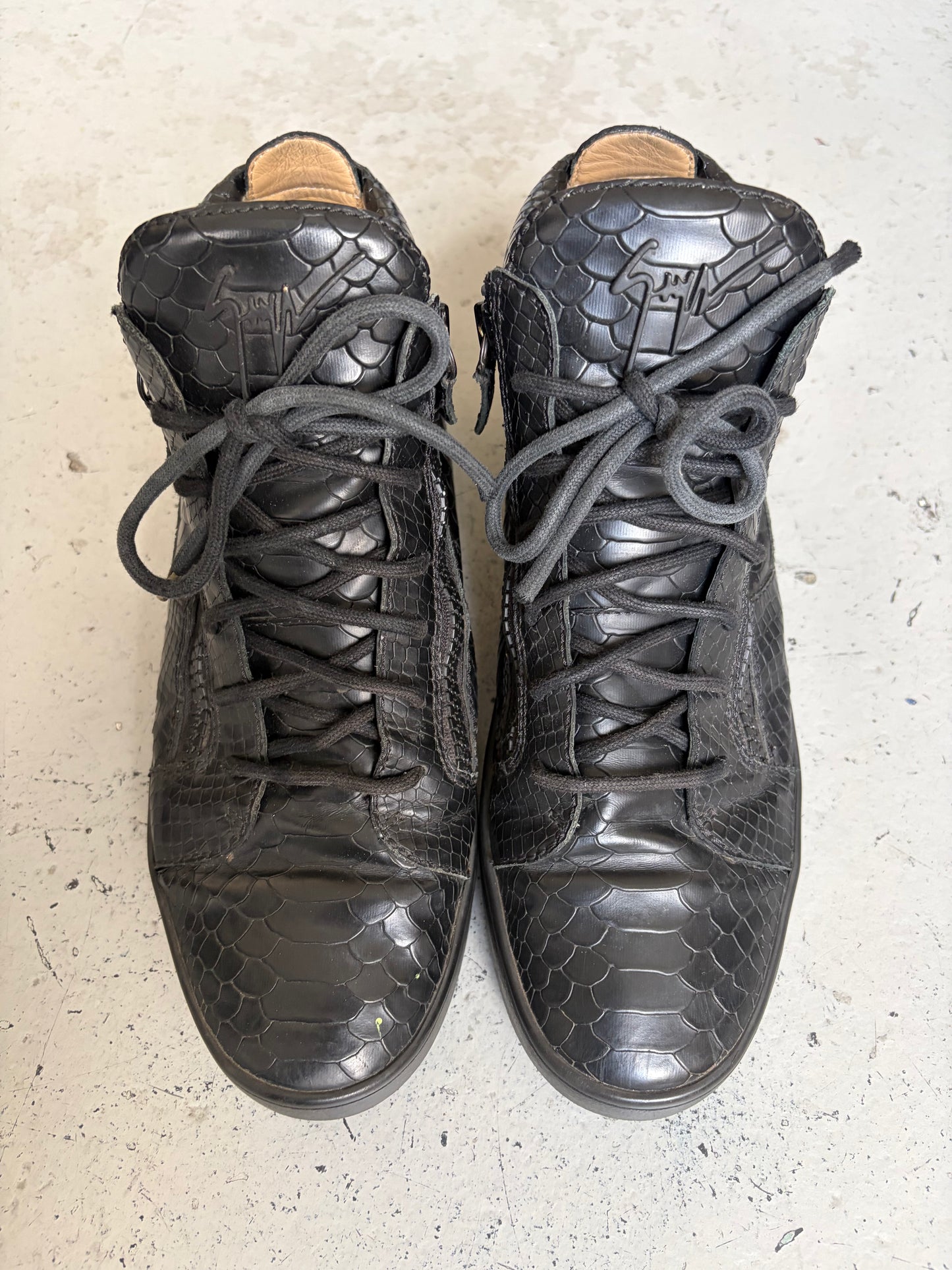 Giuseppe Black Snake Skin Sneakers (42)