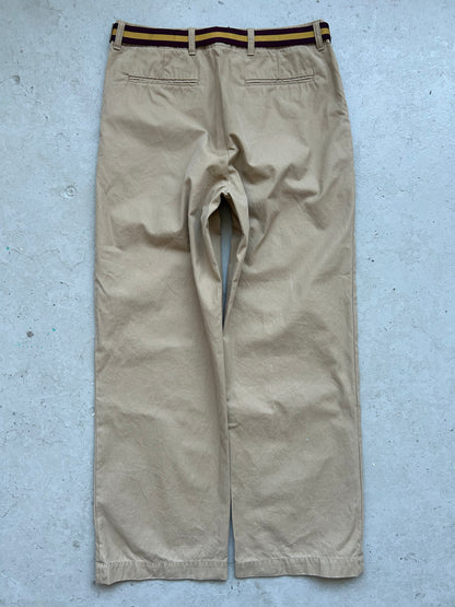 Dries Van Noten Belted Khaki Trousers (40)
