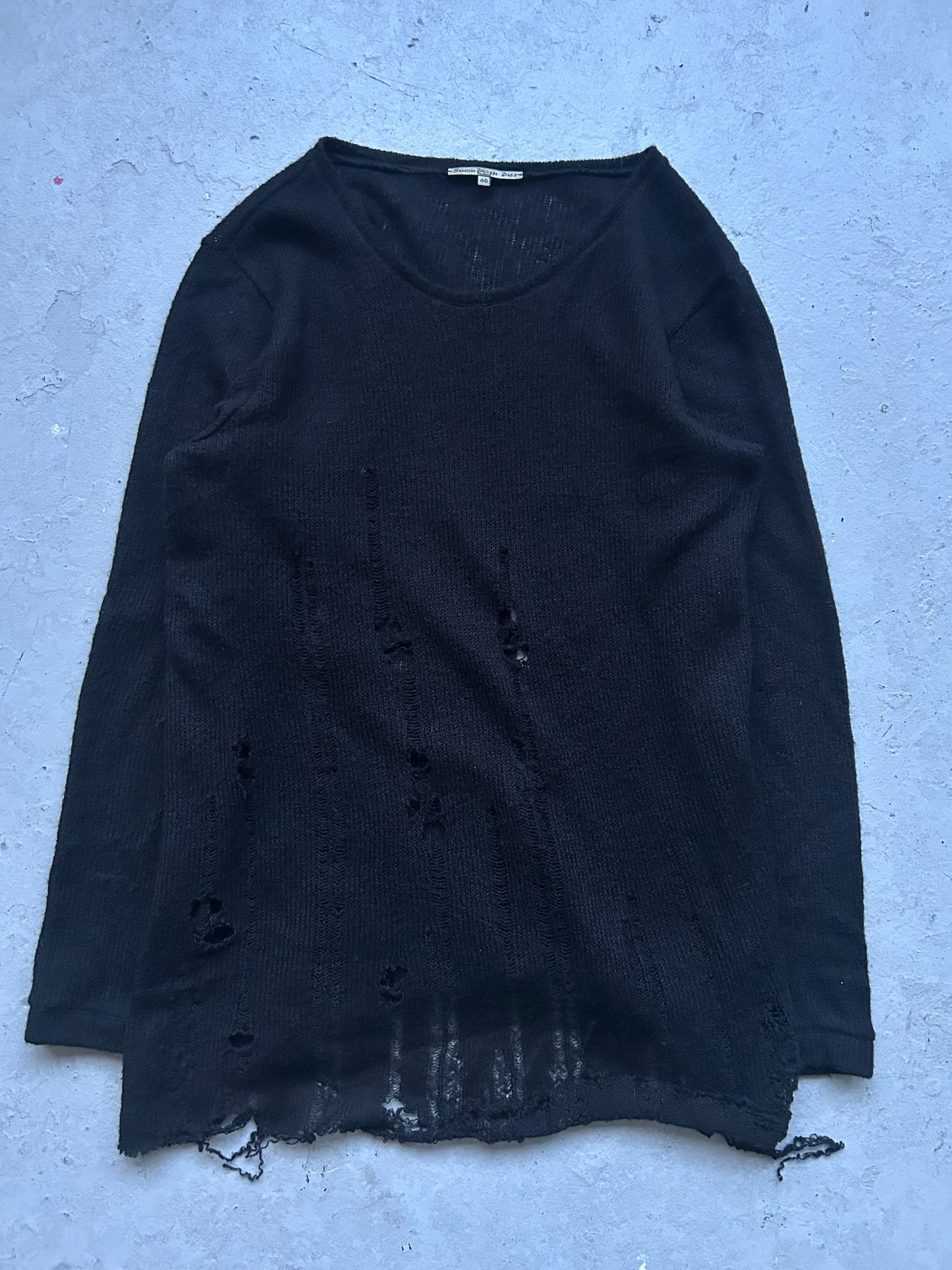 Sandrine Philipe Black Distressed Knit (46)
