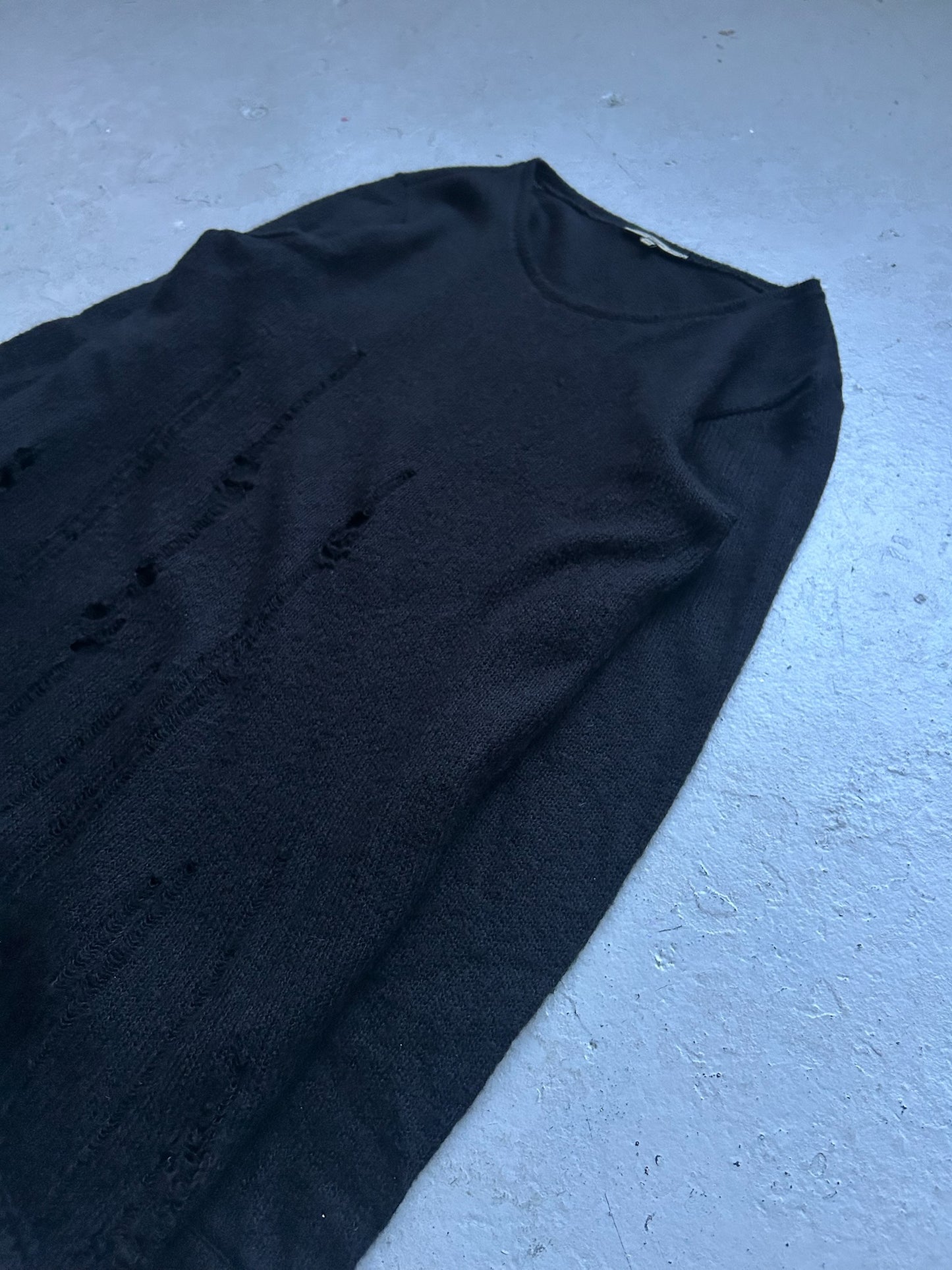 Sandrine Philipe Black Distressed Knit (46)