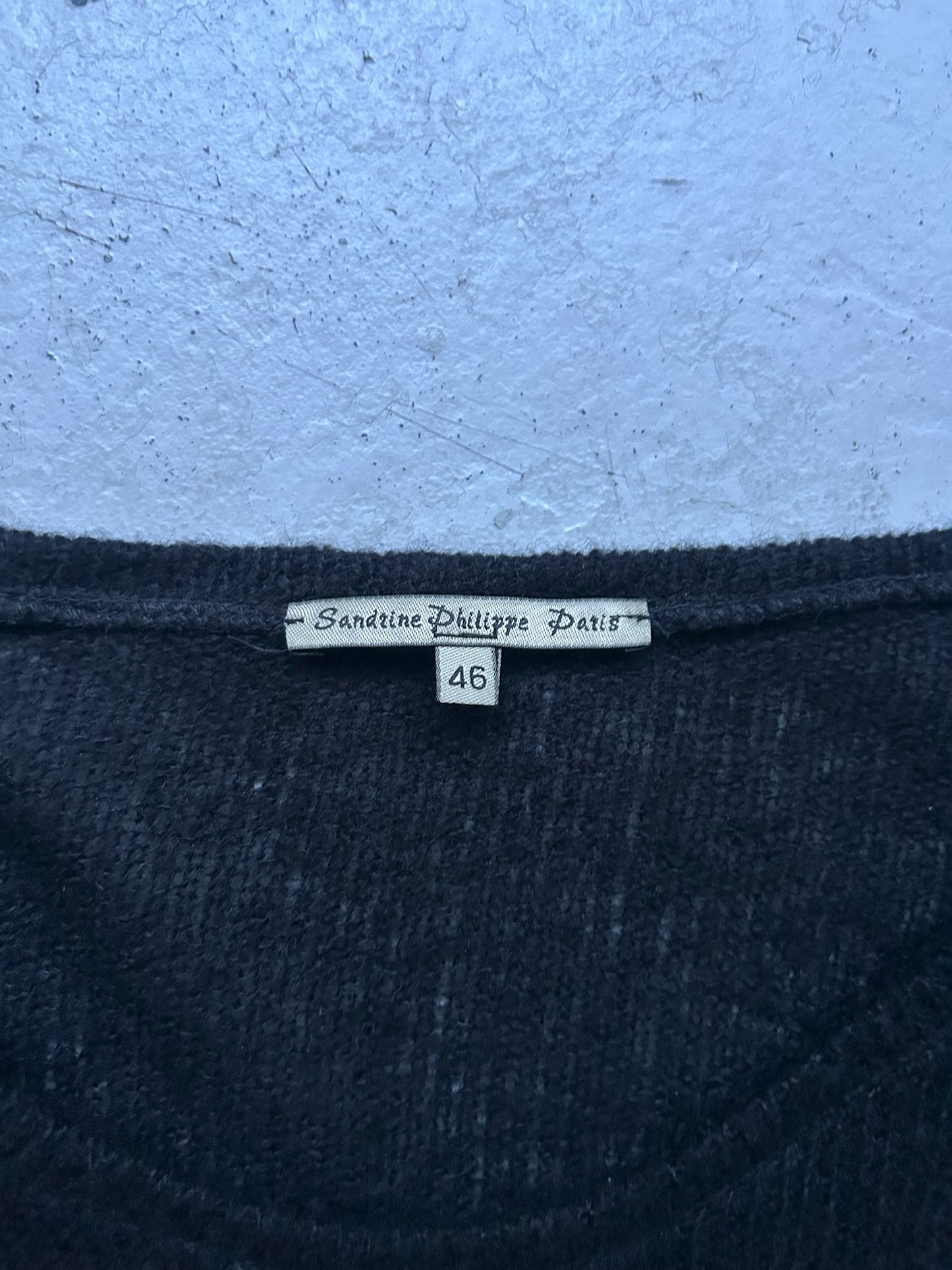 Sandrine Philipe Black Distressed Knit (46)