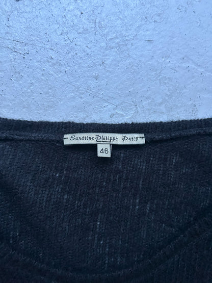 Sandrine Philipe Black Distressed Knit (46)