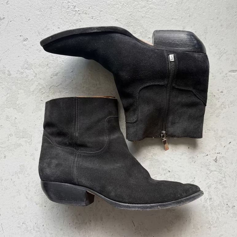 Saint Laurent Paris Black Theo 40 Raw Cut Boots (40)