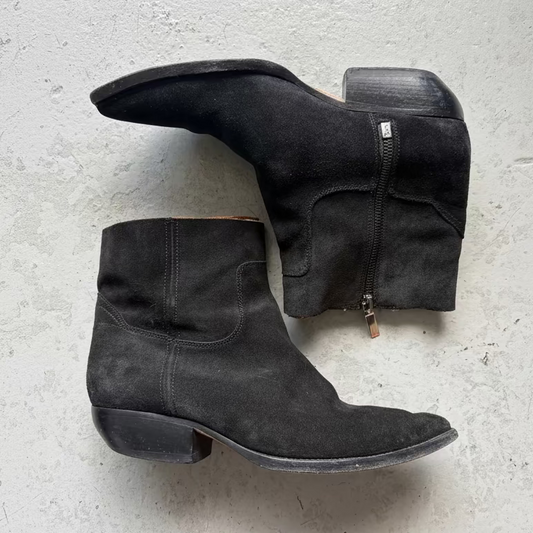 Saint Laurent Paris Black Theo 40 Raw Cut Boots (40)