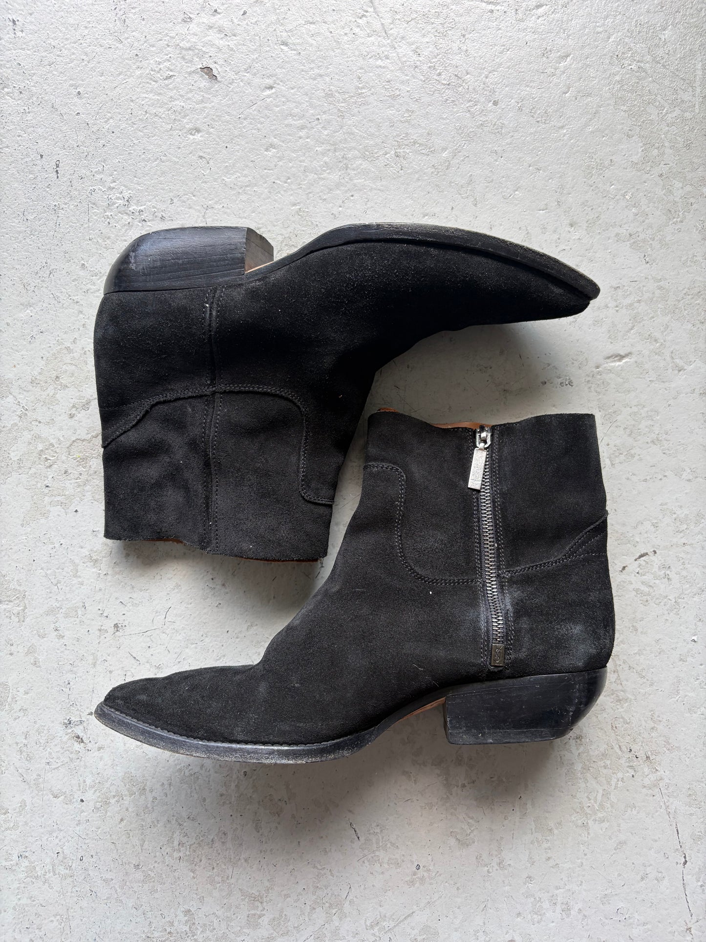 Saint Laurent Paris Black Theo 40 Raw Cut Boots (40)