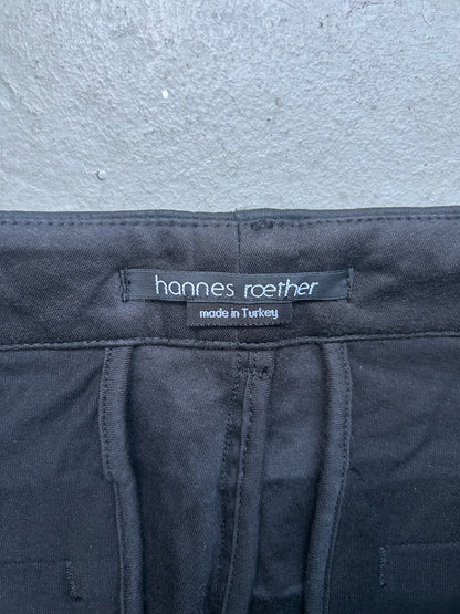 Hannes Roather Cotton Poly Blend Black Trousers (L)