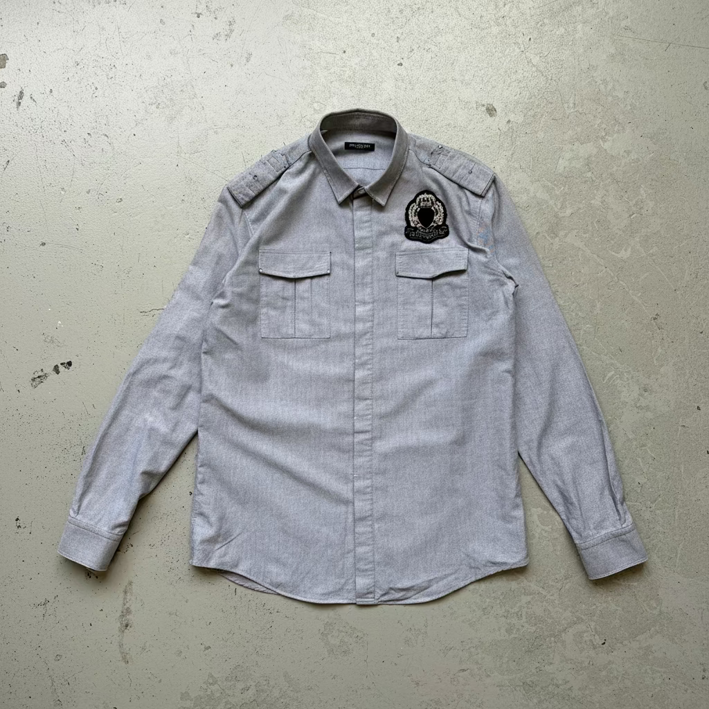 Balmain Grey Military Button Up (16/41)