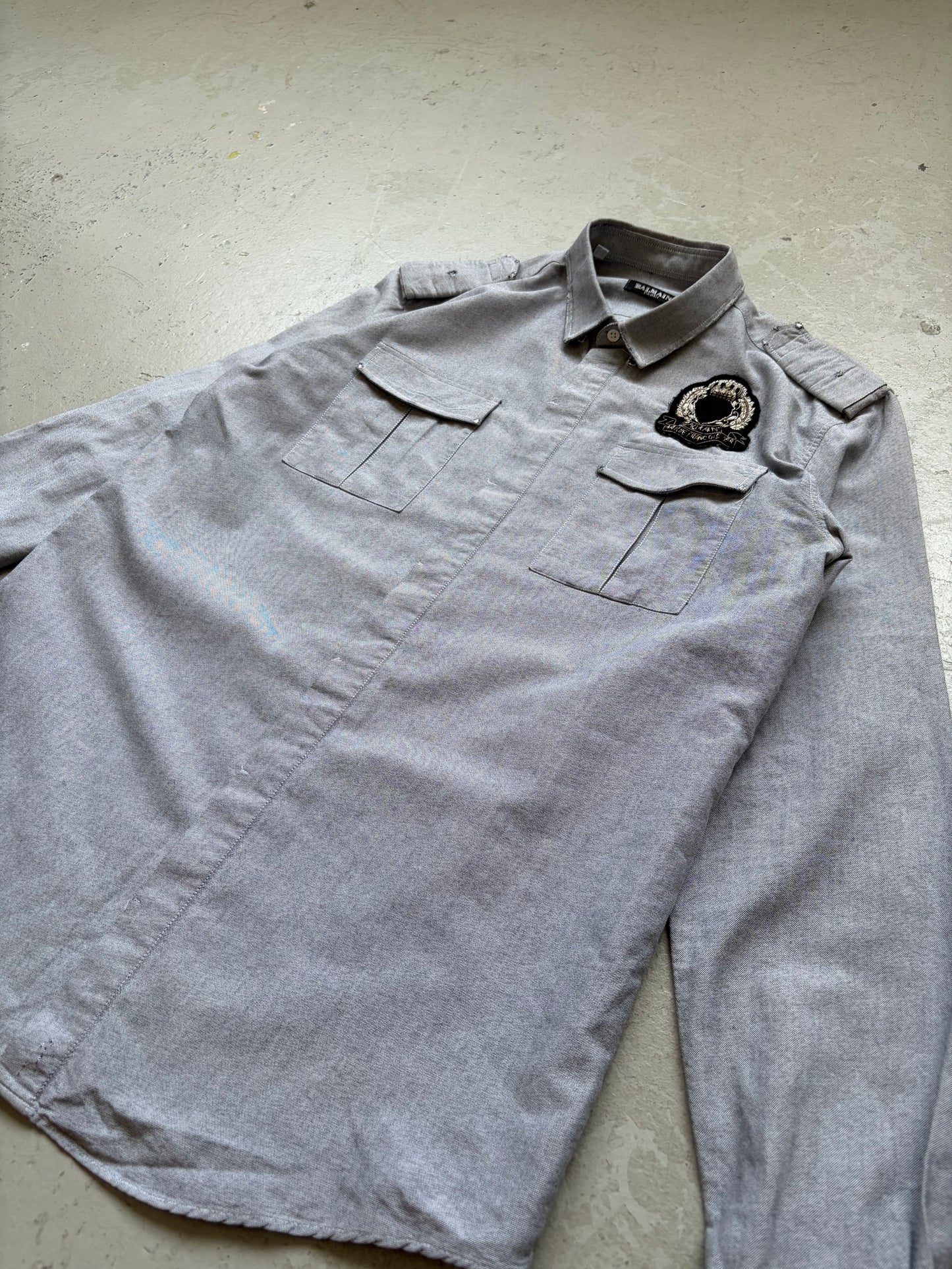Balmain Grey Military Button Up (16/41)